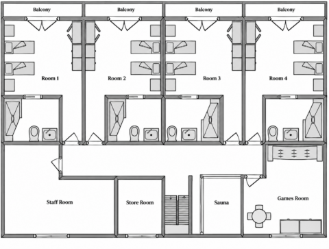 Lower floor plan of Chalet Edelweiss in Les Coches, La Plagne