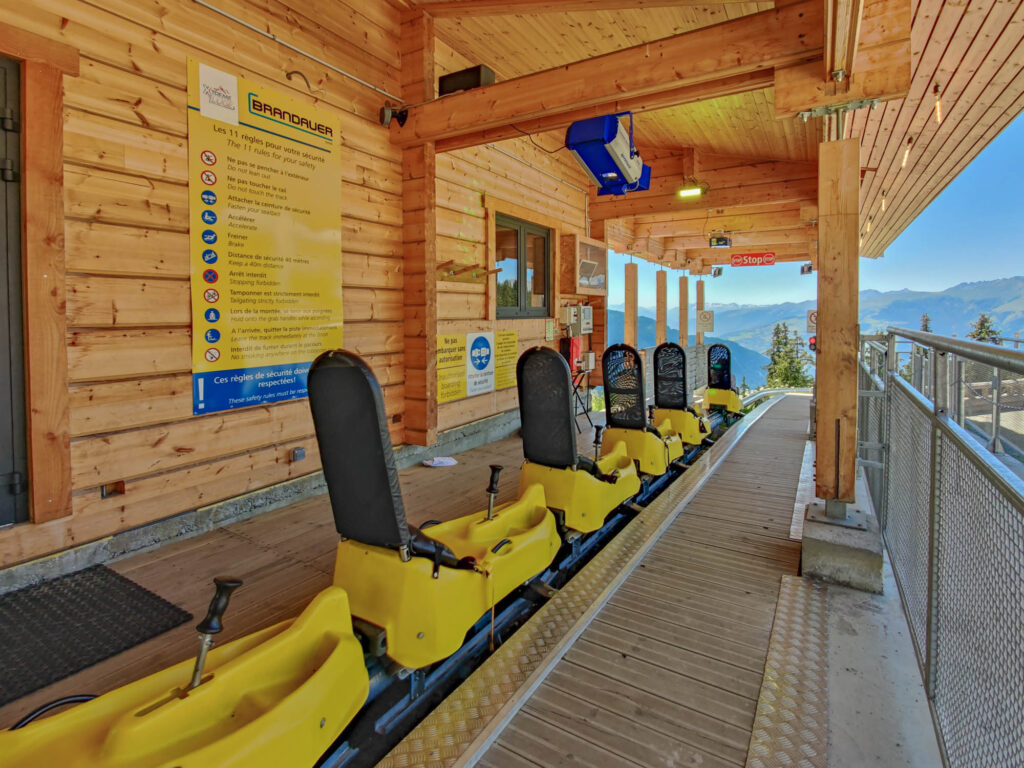 Extreme Luge toboggans ready for a descent in La Rosière