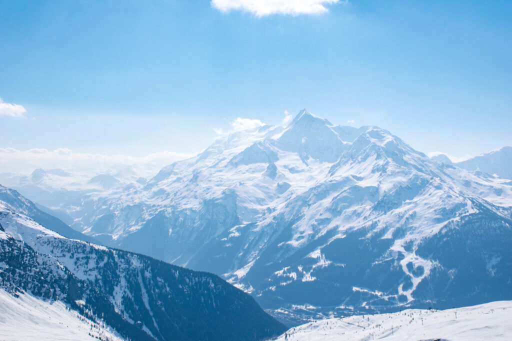 Panoramic view of Mont Pourri from Le Fort in La Rosière