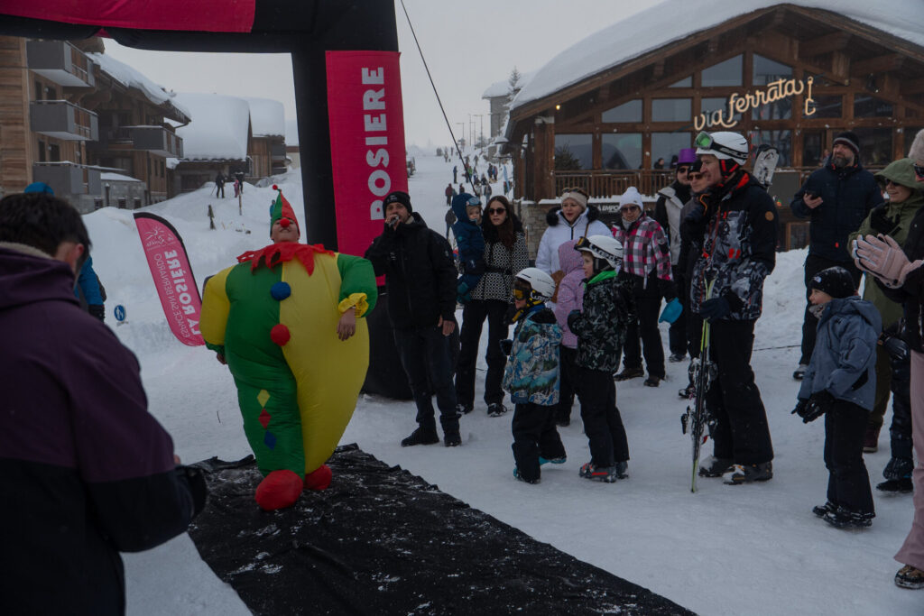 Visitors enjoying a winter event in La Rosière ski resort