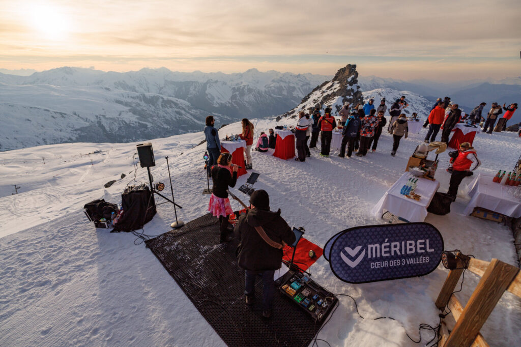 Visitors gathered for an event high in the mountains above Méribel