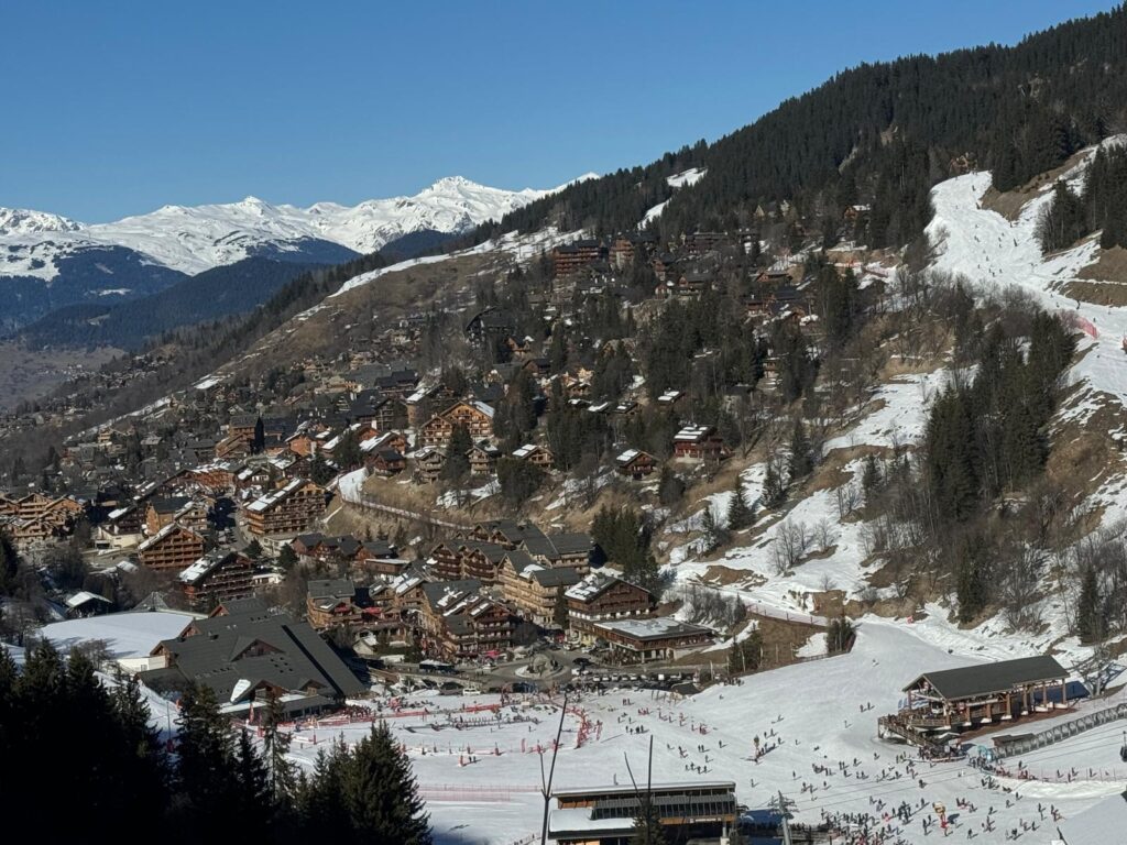View across Méribel village towards the surrounding ski slopes