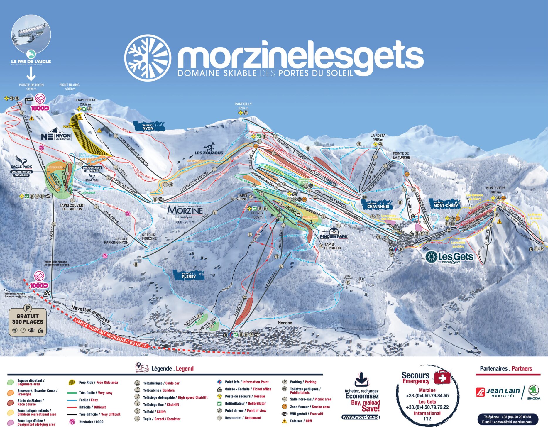 The piste map for Morzine - Les Gets