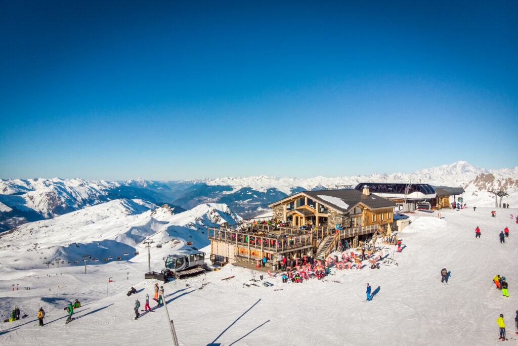 Mountain restaurant and terrace overlooking the Three Valleys