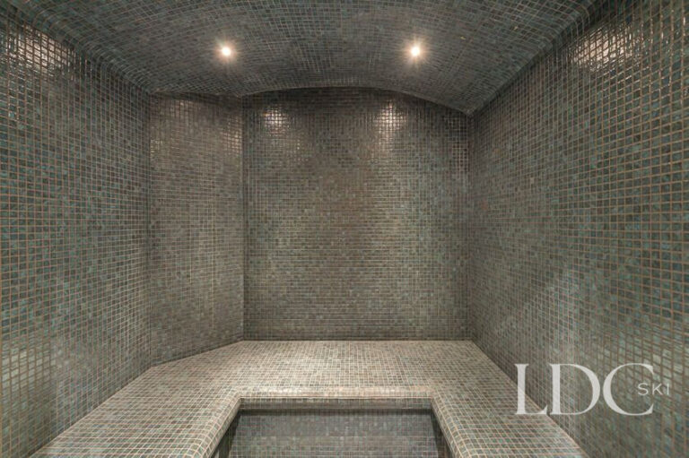 Private tiled steam room at Chalet Chardon in St Martin de Belleville