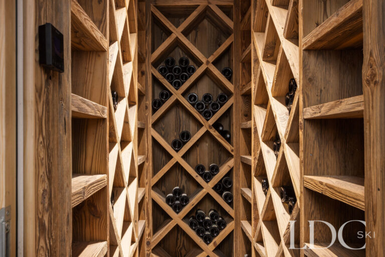 Chalet Aurea timber wine storage room