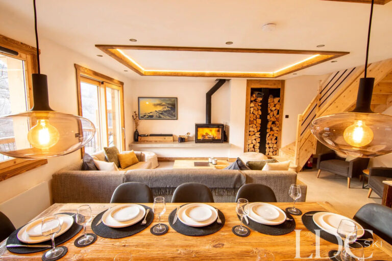 View of Lounge from the Dining Room at Chalet Camarine St Martin de Belleville