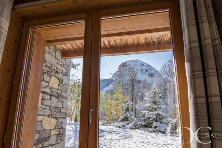 Mountain view from a bedroom at Chalet Le Pic Blanc in St Martin de Belleville