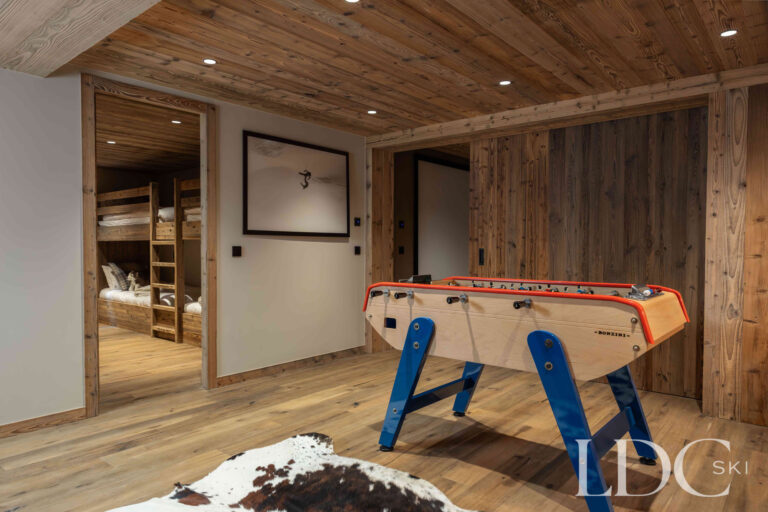 Games area at Chalet Montana with table football and contemporary alpine interiors