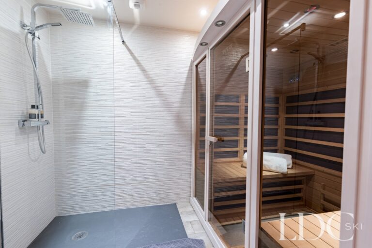 Private sauna and shower at La Ferme de la Couttetaz in Morzine
