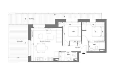 Floor plan showing the layout of Les Deux Frères in Morzine