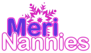 The logo for MeriNannies - Childcare in the French Alps