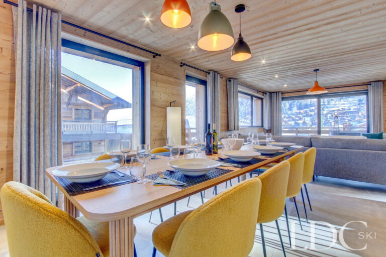 Piste Rouge dining area with views across Morzine
