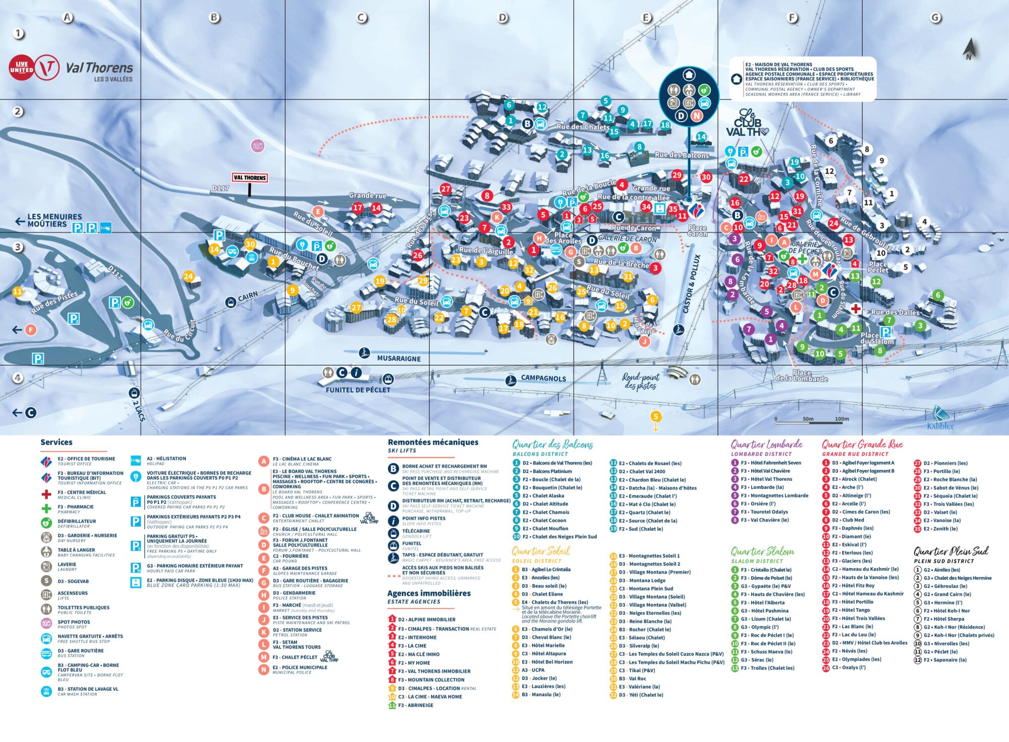 The map of the resort of Val Thorens Three Valleys