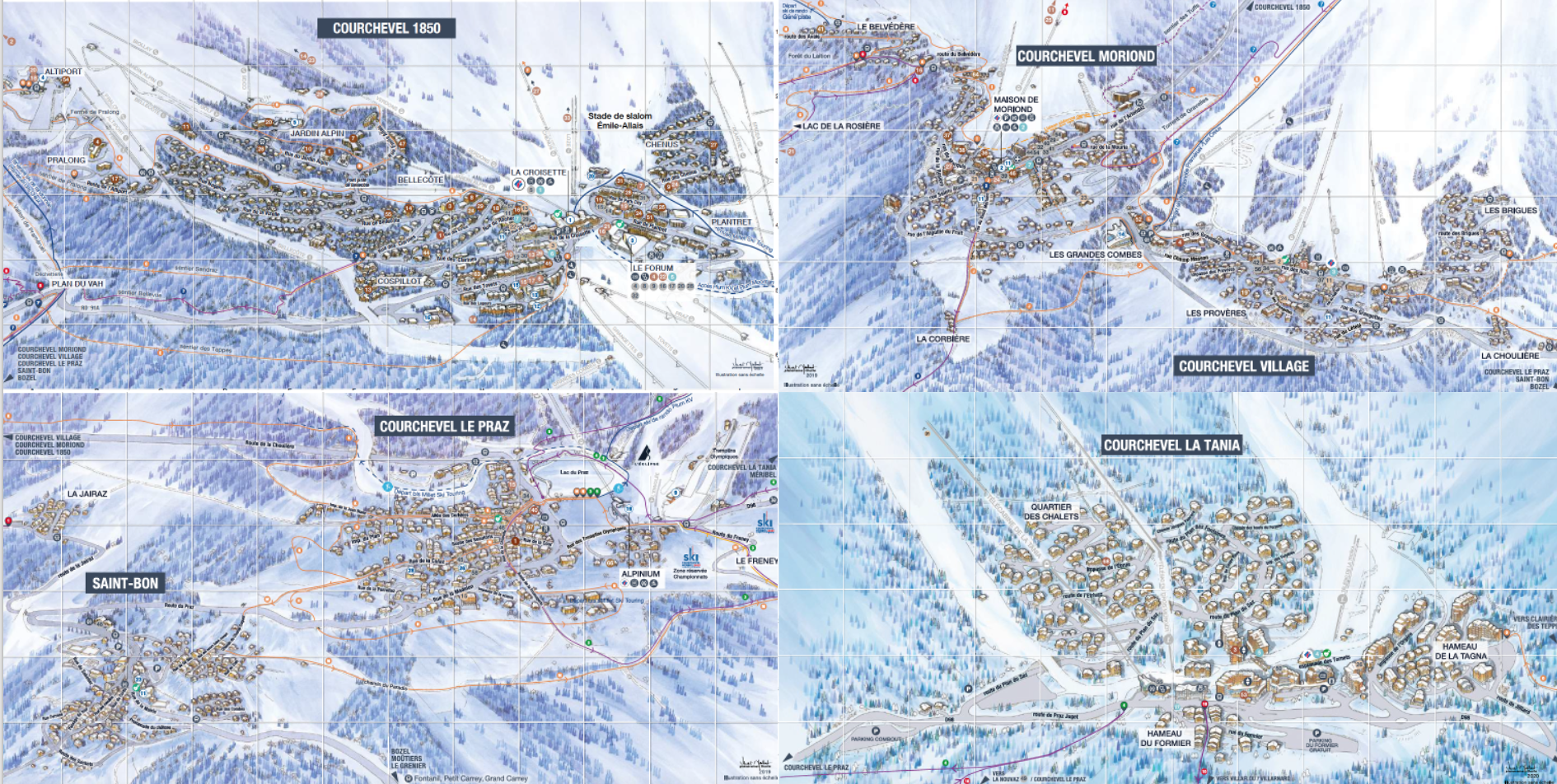 A map of the villages of Courchevel