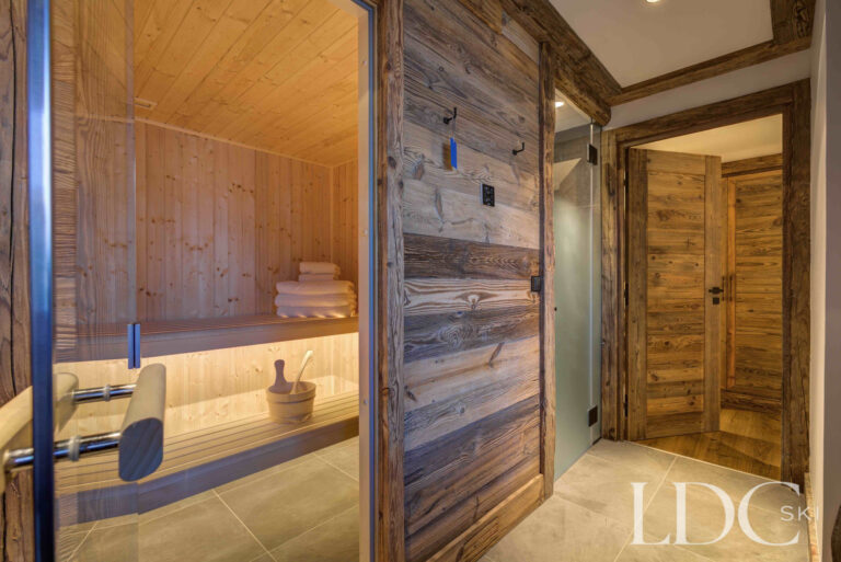 Private timber sauna at Chalet Chez Bugi in St Martin de Belleville