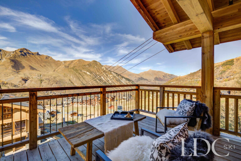 View towards St Martin de Belleville from the terrace of Chalet Chez Bugi