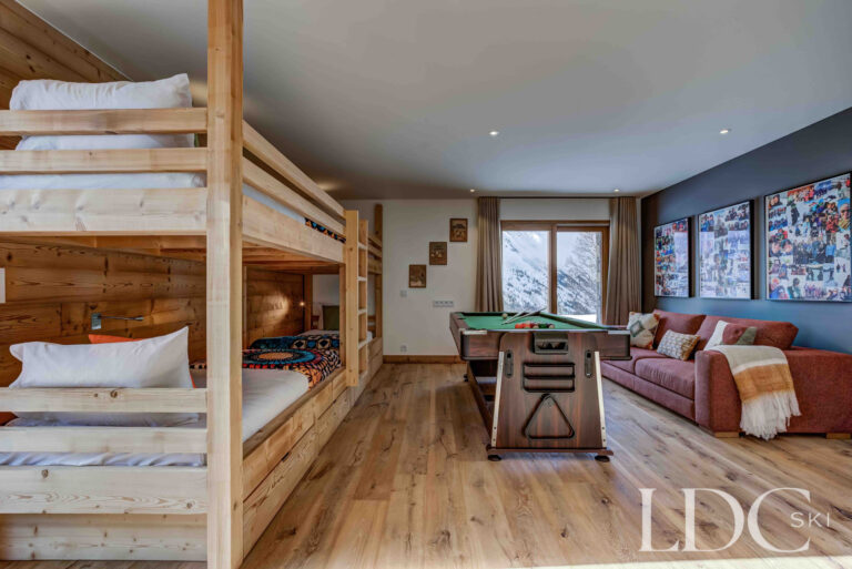 Built-in bunk beds and games area at Chalet Constantia