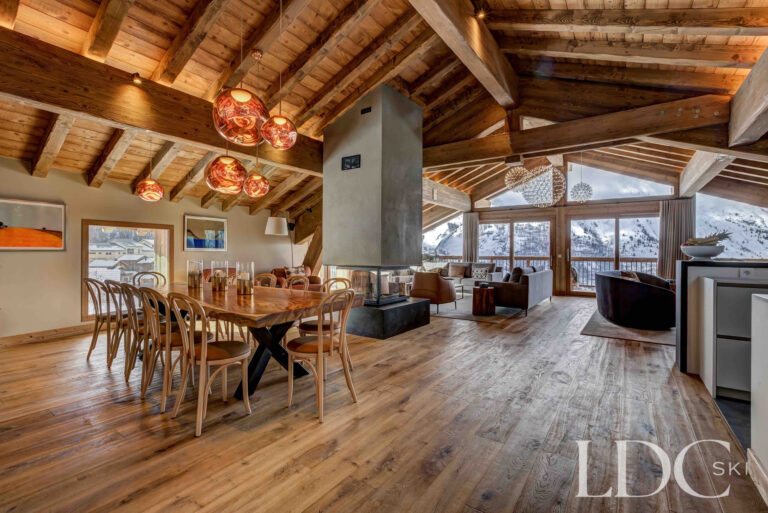 Spacious dining area opening into the main living room at Chalet Constantia