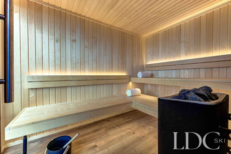 Timber-lined private sauna at Chalet Constantia