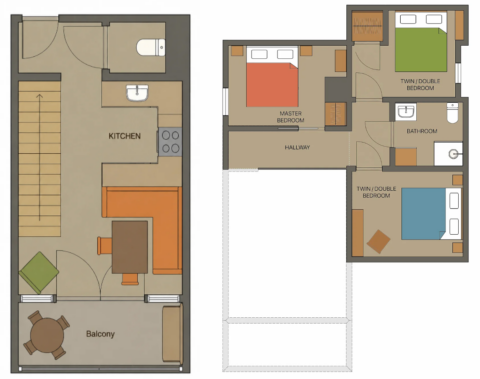 Floor plans showing the layout of La Florette in St Martin de Belleville