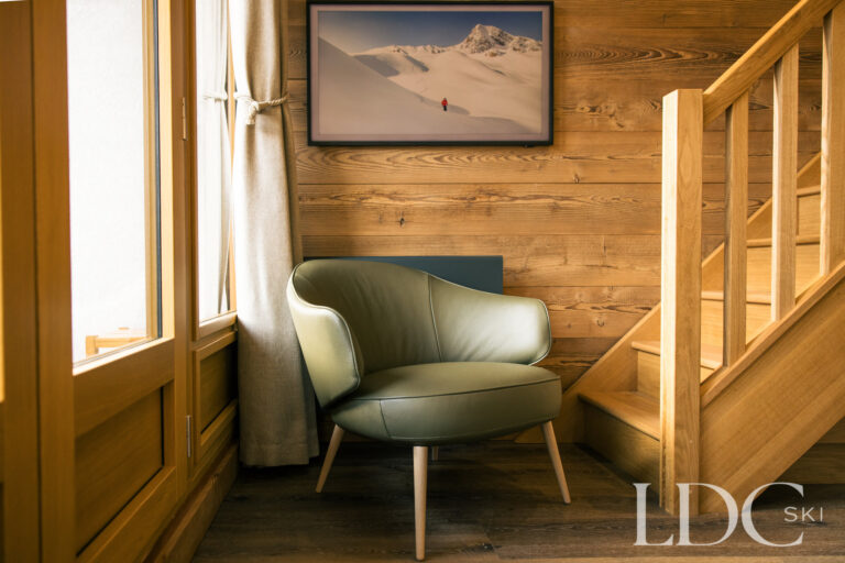 Quiet reading corner beside the staircase at La Florette