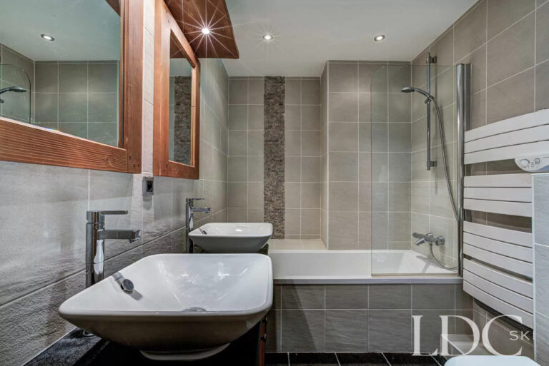 Contemporary bathroom with bath and shower at Nant Giraud