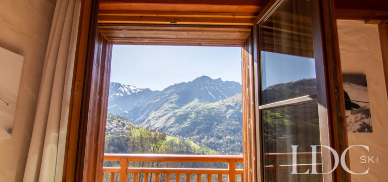 Mountain view from a bedroom window at Nant Giraud