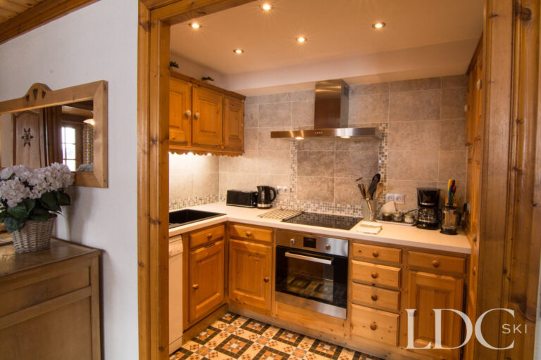 Well-equipped wooden kitchen at Violette in St Martin de Belleville